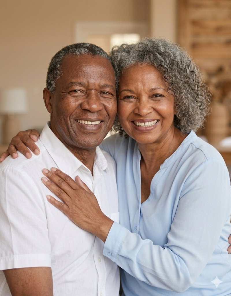 Happy senior couple at Luxia Harmony Haven